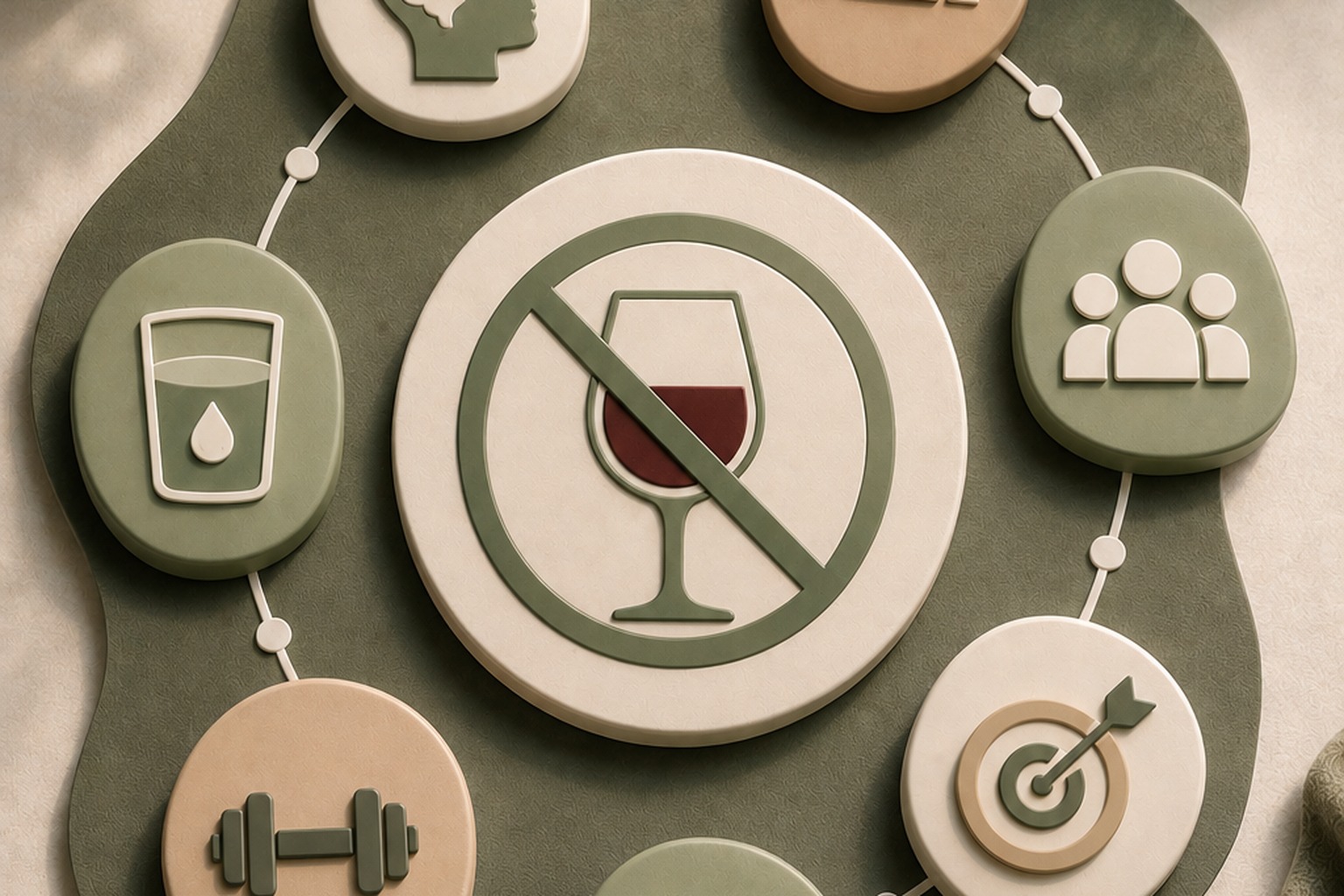 Person holding a non-alcoholic drink at a social event with a phone showing a sober curious tracker